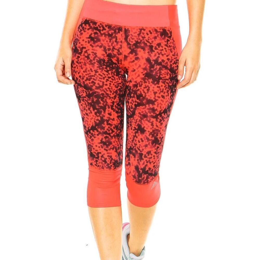 Adidas Supernova Below the Knee Neon Orange Black capri leggings | Medium | NWOT